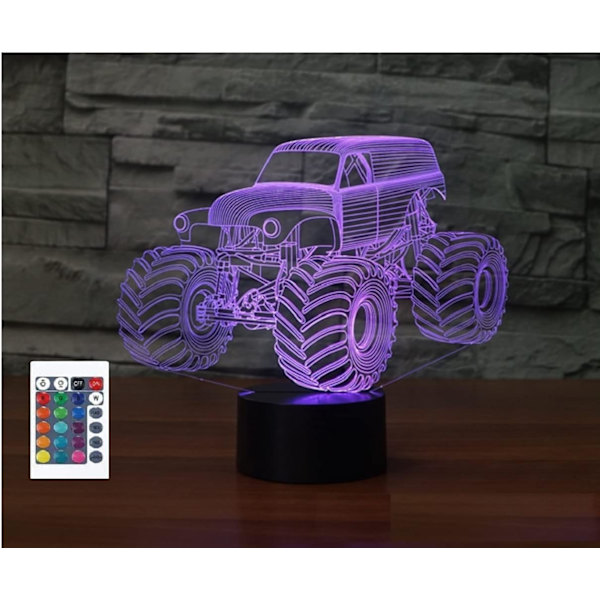 3D Traktorbil Fjärrkontroll 16 Färger Nattlampa Illusion Akryl LED Bord Sänglampa Barn Sovrum Skrivbords Dekoration Födelsedagspresenter Leksak för Barn