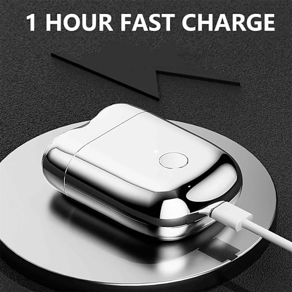 Mini Magnetisk Automatisk Elektrisk Barbermaskine, Mænds Bærbar Legering Elektrisk Barbermaskine, Bærbar Vandafvisende Mini Ledningsfri Mænds Elektrisk Barbermaskine (Sølv)