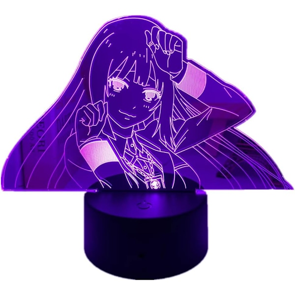 3D Illusionslampe Anime Kakegurui Kompulsiv Spiller Nattlys USB Soverom Dekor Vakker Jabami Yumeko Sengelampe LED Lampe Høytids Manga Gave