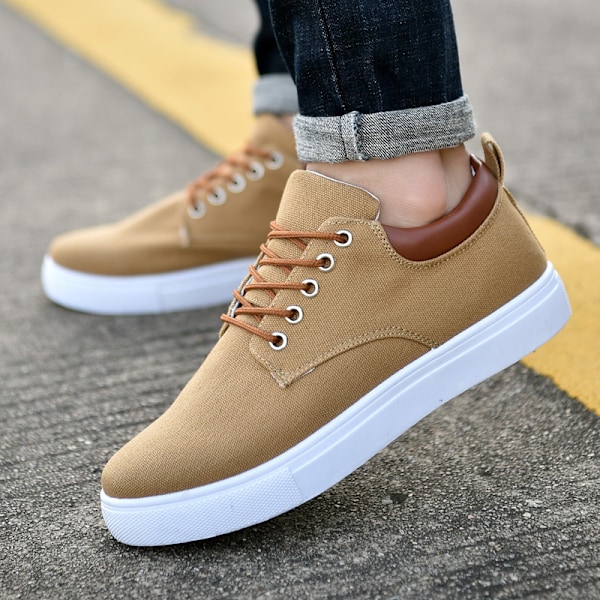 Lerretssko koreansk stil herre all-match casual sko trendy oversize sneakers for menn Khaki 42