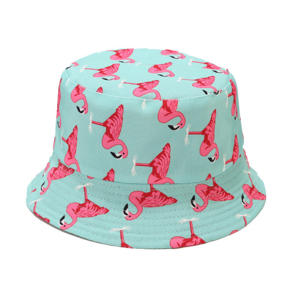 Wekity Cute Bucket Hat Beach Fisherman Hats för kvinnor, vändbara dubbelsidiga unisex (Flamingo, Ljusblå)