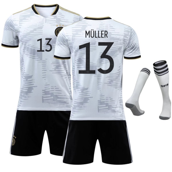 2022 Tyskland Tröja Set Barn Vuxna Fotboll Fotbollströja Träningströja Kostym No.13 MULLER L