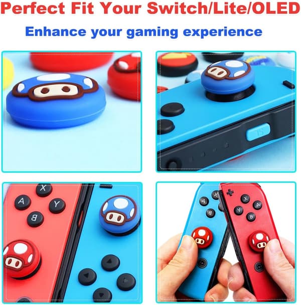Tommelgrebshætter til Nintendo Switch/OLED/Switch Lite, 4 stk. Hætter til Nintendo Switch Joystick Dæksler Kawaii Tilbehør Switch Tommelgrebshætter