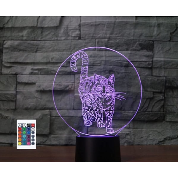 3D Kitty Fjärrkontroll 16 Färger Nattlampor Illusion Akryl LED Bord Sänglampa Barn Sovrum Skrivbords Dekoration Födelsedagspresenter Leksak för Barn