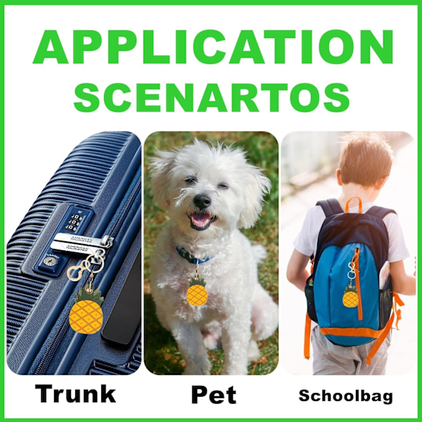 Læder nøgleringholder etui kompatibel med Apple AirTag, sød beskyttende Air Tag cover med nøglering, anti-scratch finder GPS tracker etui til Pineapple