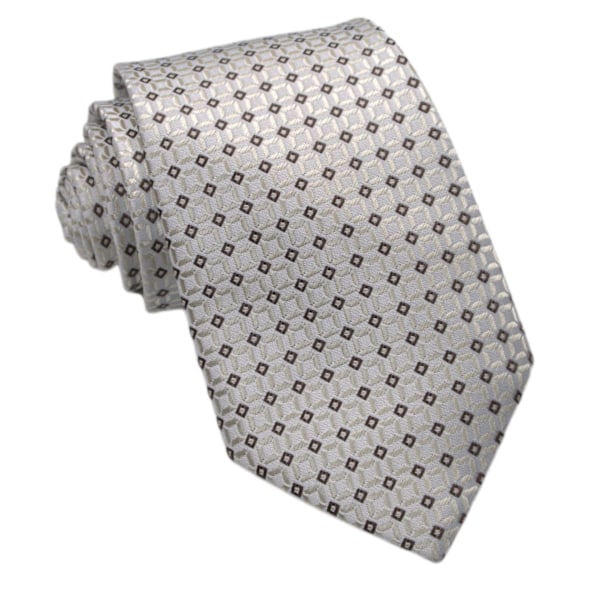 Herr Gingham Check Stripe Slips Mönster Business Formella Designer Halsdukar 3.15\", Vit