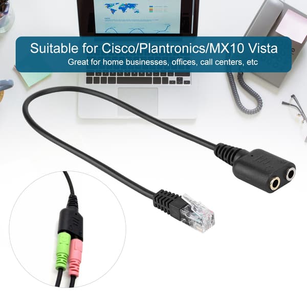 Dobbelt 3,5 mm Jack til RJ9/RJ10 Telefon Headset Kabel til Cisco Office Adapter Stik Kabel