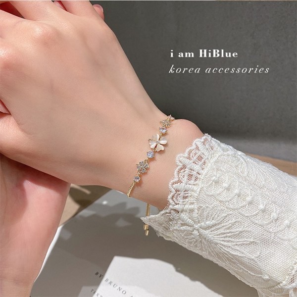 Fødselssten Kæde Link Armbånd til Kvinder Pige Heldig Firkløver Ædelsten Fint Smykke Lykke Shamrock Fødselsdagsgave