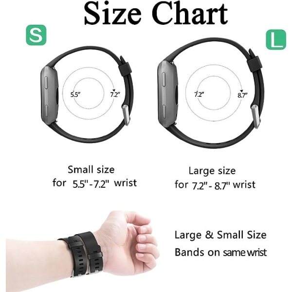 Det smarta watch är kompatibelt med Fitbit versa Smartwatch, versa 2 och versa Lite se klockor för kvinnor och män（Black-L）