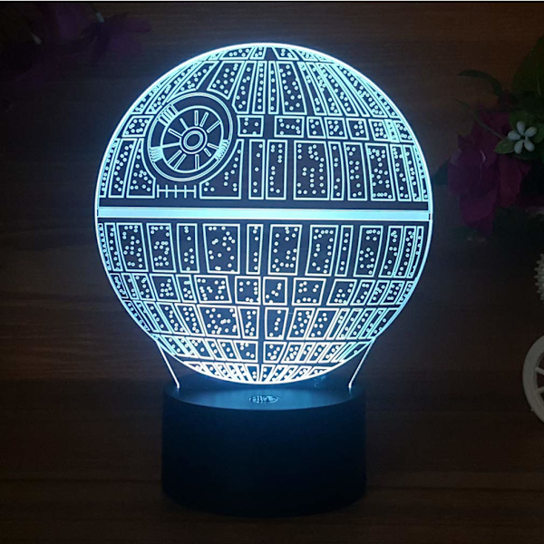 7 Fargeskiftende nattlampe 3D Atmosfære Bulbing Lys 3D Visuell Illusions LED Lampe for Barn Leke Julergave Bursdagsgaver (Star Wars)