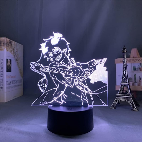 Anime 3D nattlys Manga Blå Eksorsisten Okumura Rin LED illusjonslampe 7/16 fargeberøring med fjernkontroll Barnerom dekor USB bordlampe