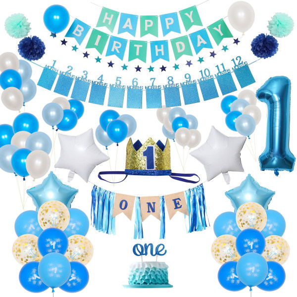 SAYDY syntymäpäiväkohtaus koriste ilmapallopoika vuoden ikäinen syntymäpäiväjuhlapaikka set KC-001