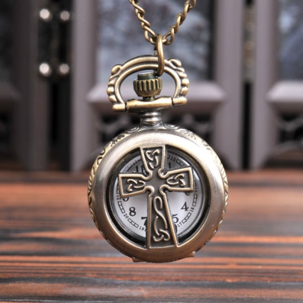 (1 sarja) Kvartsikello, seinäkello, taskukello, naisten retro-taskukello ([Cross Bronze])