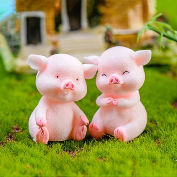 Miniatyyriset sian hahmot 8 kappaletta, ihastuttava vaaleanpunainen porsasleluhahmo kakkukoriste satupuutarhan koristeisiin joulupöydän koristeluun