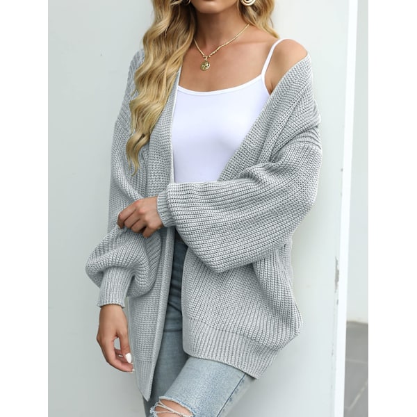 Kvinners Cardigan Tykk strikket genser Oversized Ballong erme Cardigan Jakke, Myk, behagelig og hudvennlig.