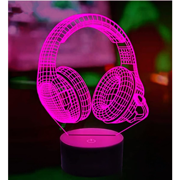 3D Kuulokkeiden Yövalo Lamppu Illuusio Yövalo 16 Väriä Vaihtuva Pöytä Työpöydän Koriste Lamput Lahja Akryyli Tasainen ABS Pohja USB Kaapeli Leikki