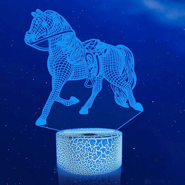 3D Hest Natlys LED Lampe Illusion 7 Farveskiftende Berøringskontakt Bordskrive Dekorationslamper Fødselsdagsgave Akrylbase USB Kabel Legetøj