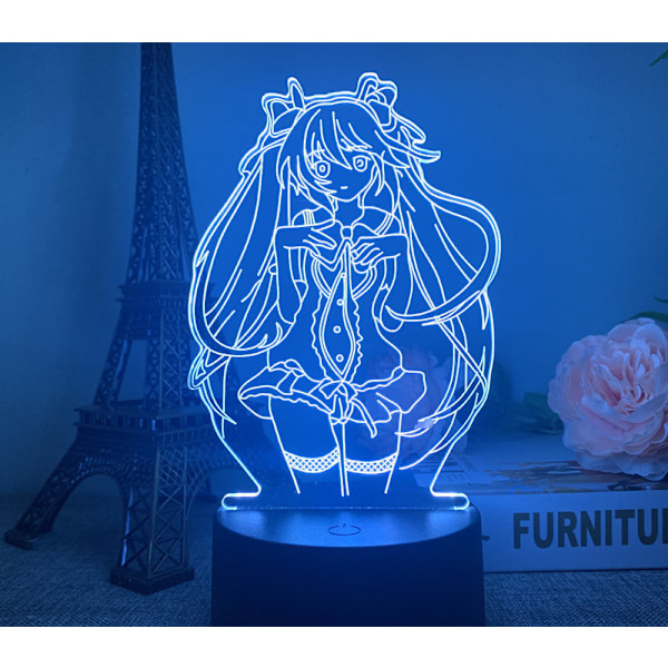 3D Xiaoye Hatsune Miku Anime Serie USB Kreativ Gave Skrivebordslampe A6 Sort Touch Farverig