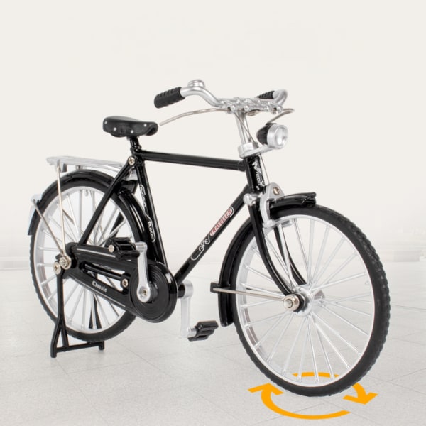 Legering cykel 28 bar simuleringsleksaksmodell dekoration presentask (28 bar damkläder [svart] med luftpump)