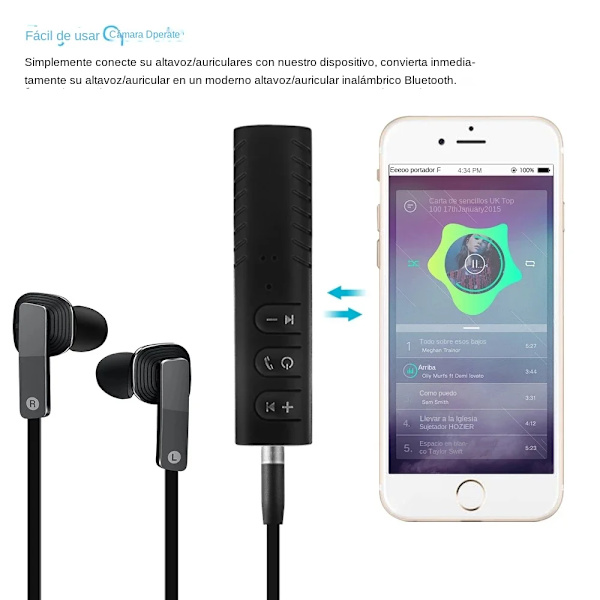 50 kpl langaton Bluetooth-vastaanotinlähetinsovitin 3,5 mm:n liitin autostereoäänen Aux A2dp -kuulokkeiden vastaanottimeen