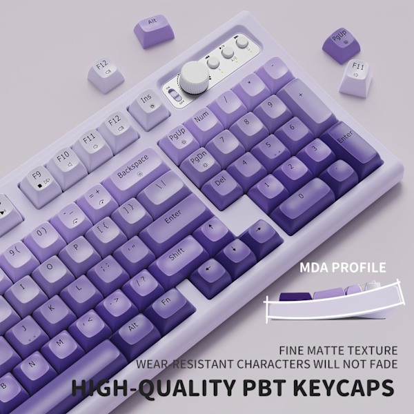 V97 Söpö Kermainen Näppäimistö, Bluetooth/2.4GHz Pelikäyttöön Langaton RGB-Taustavalaistuksella, Media-Nappi, Kaareva Runko, Ladattava Hiljainen Tietokoneen Näppäimistö Purple