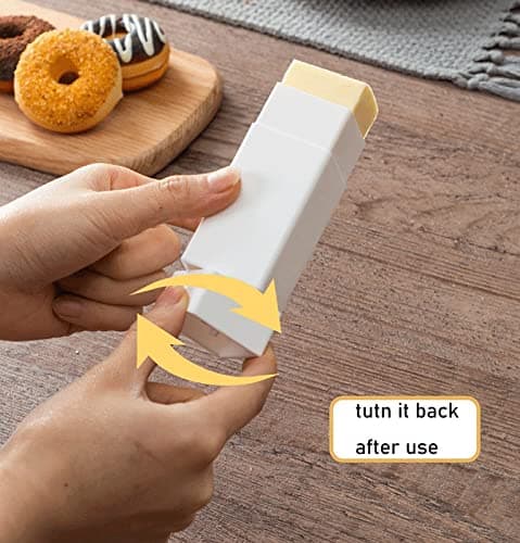 2-pack justerbar smördispenser med lock, kladdfri spridare för pannkakor, våfflor och bagels, diskmaskinsäker förvaring White