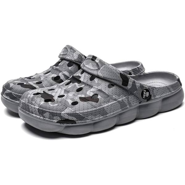 Herre- og damehagesabber, sommersandaler, lette, sklisikre, gåsko, unisex-voksensabber til basseng, strand, hage, kjøkken, dusj Grey 9.25inch 13 Women/10.5 Men