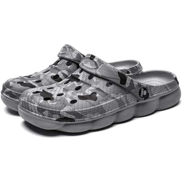 Herre- og damesko til havearbejde, sandaler til sommer, lette, skridsikre sko til gåture, sportssko, unisex-clogs til voksne til pool, strand, have, køkken og bad Grey 9.5inch 12 Women/10 Men