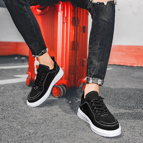 Herrsneakers Mjuk Gummisula Andningsbar Antihalk Lättvikt Stilren Herr Plimsolls för Resor Kontor Sport Black 40 EU