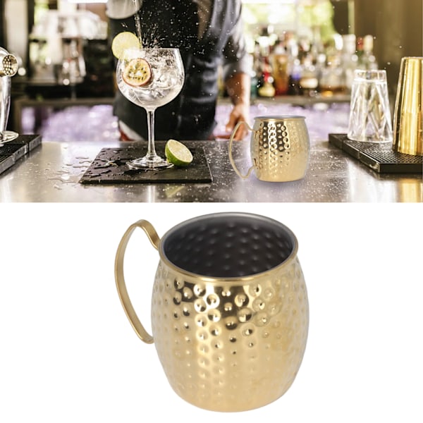 Moskva Mule Mug Utsøkt 304 Rustfritt Stål 500ml Stor Kapasitet Cocktail Mug for Barer Hoteller Restauranter Gold