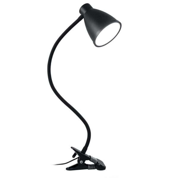 Klips på lys, læselys klips til hovedgærde/lysfarve kan ændres/natteseng læselampe klips på skrivebord og computer，USB LED lille bordlampe（sort）