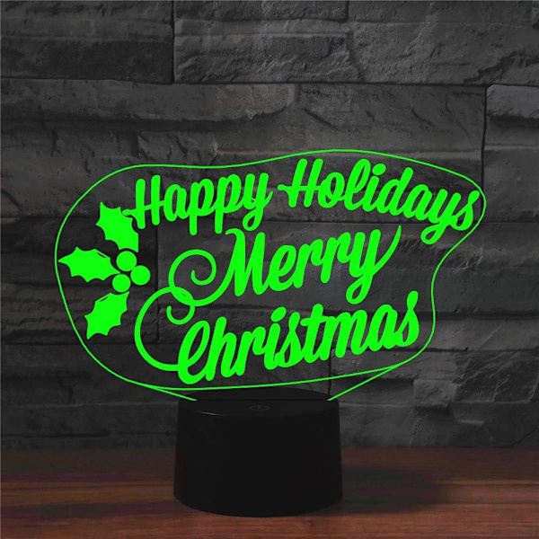 3D God Jul Julgåva Fjärrkontroll 16 Färger Nattlampor Illusion Akryl LED Bord Sänglampa Barn Sovrum Skrivbordsdekoration Leksak