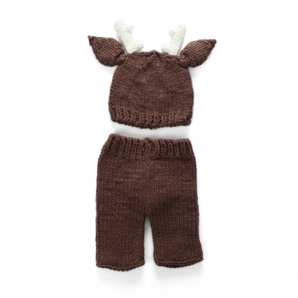 Nyfödd fotografi rekvisita Handgjord kostym Baby pojke fotografering Virkad hatt+byxor Outfits Set Kläder