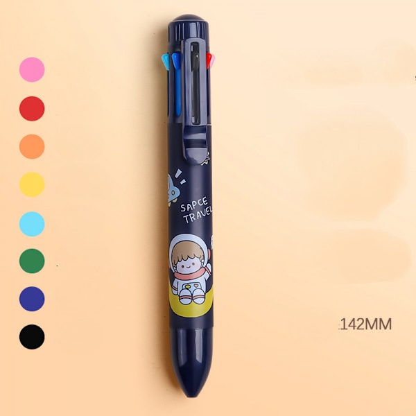 Retractable Ballpoint Pen 8-in-1 Monivärinen Piirretty Kuulakärkikynät 0,5 mm Nestekynät Toimistotarvikkeisiin