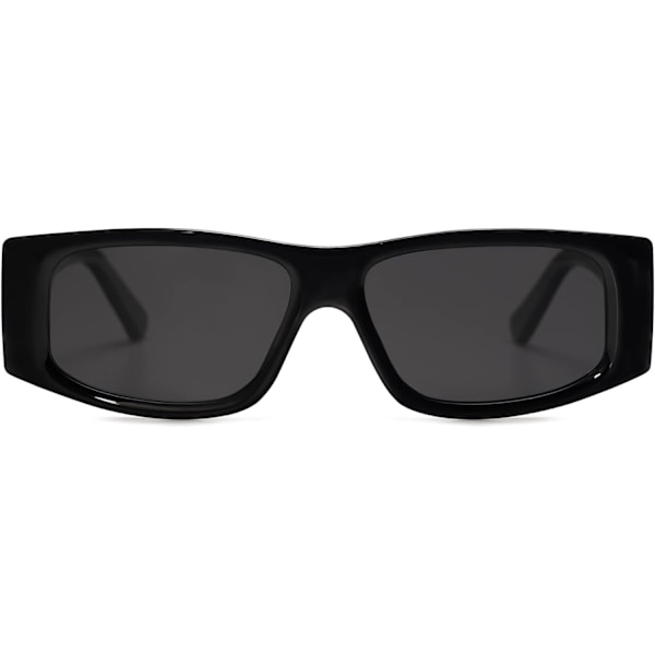 Retro Trendy Rektangulära Polariserande Solglasögon 80-tal 90-tal Y2K Snygga Designersolglasögon Black Grey