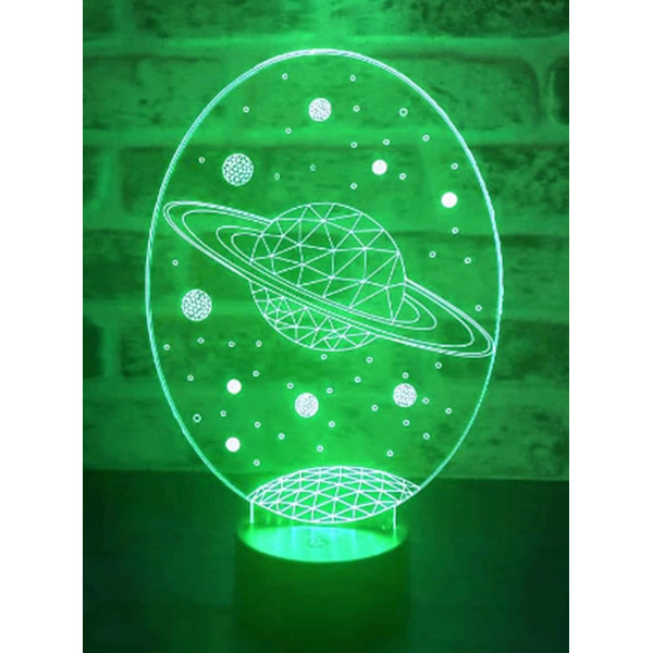 3D Solsystem nattlyslampe illusjon 7 fargeendrende berøringsbryter bordskrivebord dekorasjonslamper gave med akryl flat ABS base USB kabel leketøy