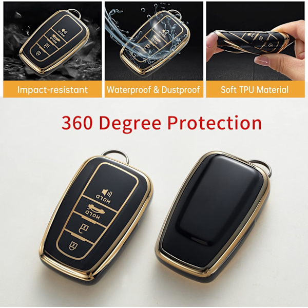 Nyckelringsskydd för Toyota med snodd, bilnyckelskydd för 2018-2022 Camry Highlander RAV4 C-HR Avalon Prius Corolla GT86 Smart Key Holder