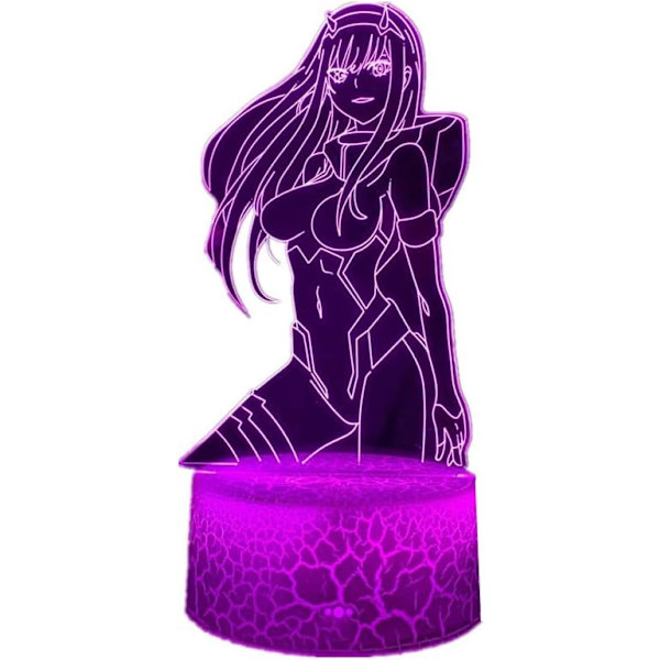 Animelampa 3D Nattlampa Darling in The Franxx Zero Two Figur Nattlampa Touch 7 Färger Fjärrkontroll 16 Färgförändring