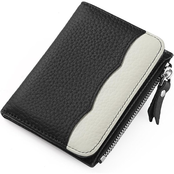 Liten Damplånbok Bifold Slim RFID-skydd Kreditkortshållare med Dragkedja Myntficka Läder black
