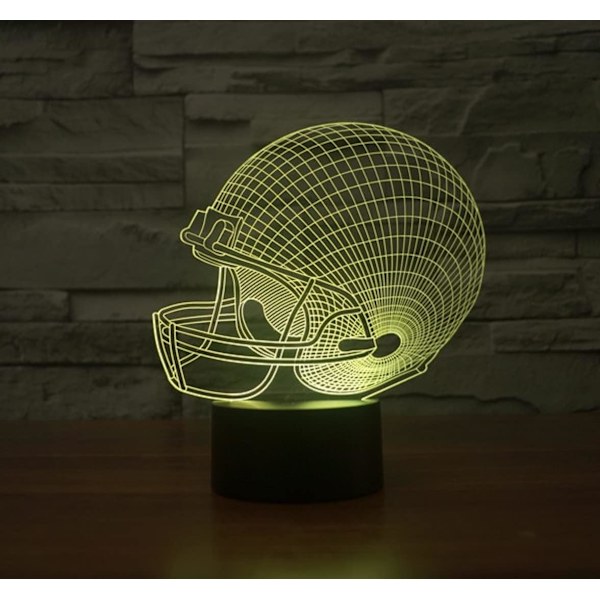 3D Rugby Caps Lampe med Fjernkontroll, 16 Farger Nattelysbilder, Akryl LED Bord- og Nattbordslampe, Barnerom, Skrivebordsdekorasjon, Bursdagsgaver, Leke for Barn