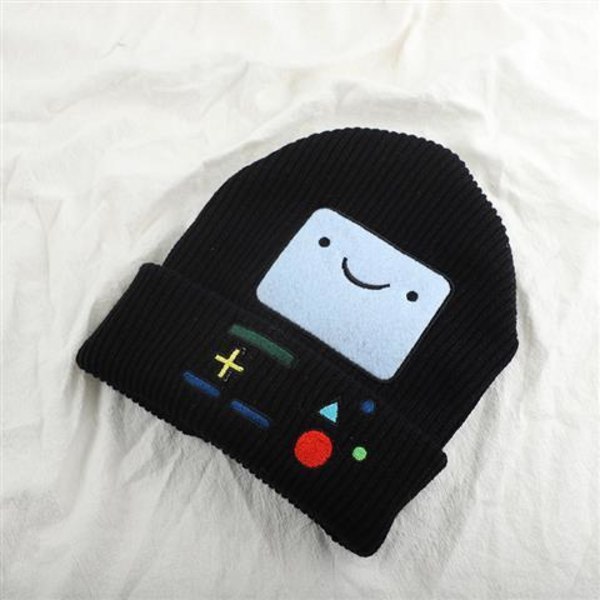 Autumn Winter Knit Hat Cartoon Adventure Time Anime Beanie Hat For Women Men（Black）