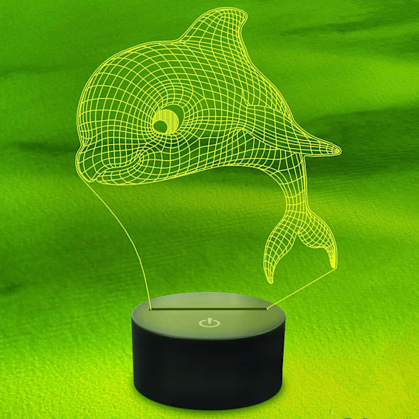 3D Delfin Fisk Natlampe Bordsklampe Optisk Illusion Lamper 7 Farveskiftende Lys LED Bordlampe Julegave Hjem Kærlighed Fødselsdag Børn Dekoration Legetøj Gave