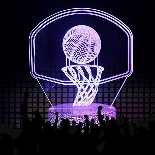 Basketboll 3D Nattlampa, Illusion Bordslampa, 16 Färger som Byter med Fjärrkontroll Dimbar, Rum Dekoration Födelsedagspresenter