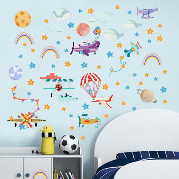 Sateenkaari seinätarrat Tee itse lentokoneen seinätarrat taidekoristeita lapsille päiväkoti makuuhuone olohuone