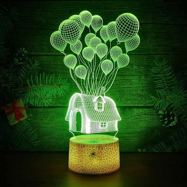 Ballonghus 3D Illusion Nattlampa Leksaker, 16 Färger Byter Smart Touch & Fjärrkontroll, Heminredning LED Sängbord Bordslampa