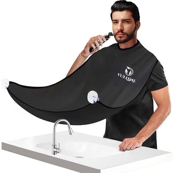 Skäggförkläde - Skäggförkläde Hår Catcher för Män Rakning - Non-Stick Skäggförkläde Förkläde med Starka Sugkoppar - Grooming Gåvor för Män, Pappa - Svart