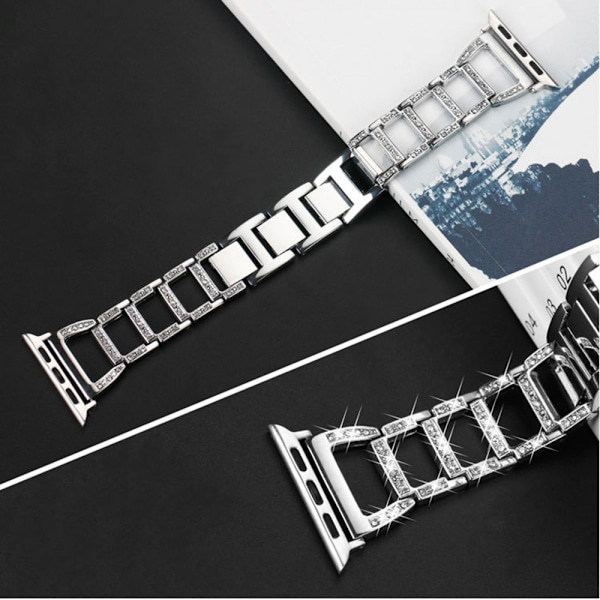 Bling-band för Apple Watch 42/44/45mm - Modediamant i Rostfritt Stål, Metallarmband för Apple Watch Series 8 7 6 5 4 3 2, 1