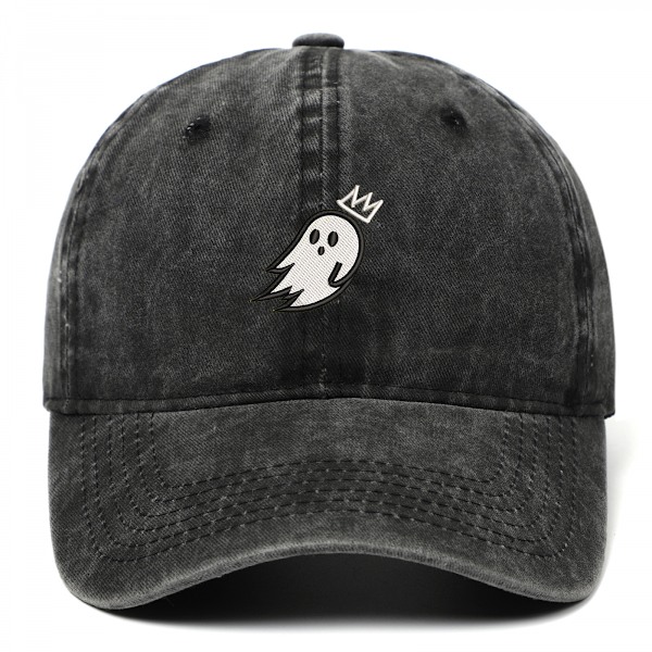 Ghost-kirjailtu baseball-lippis rento hattu (pesty musta)