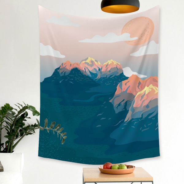 Wekity Mountains Tapestry - Estetisk kunstnerisk hjemmedekorasjon i stoff - Gave til stue og soverom (4, 59 x 79 tommer)