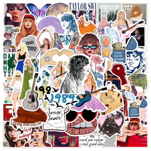 Populära Singer Stickers 50st, Taylor Vinyl Stickers för tonårsflickor, Vattentäta Stickers för Vattenflaskor Laptop Återanvändbara Stickers 50pcs style 2